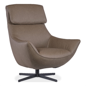 Hughes Brown Leather Swivel Chair with Black Base by Hooker Furniture