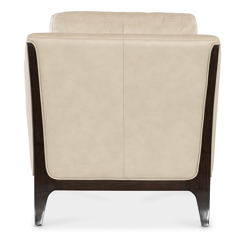 Sophia Leather Chair in Beige with Flared Dark Wooden Legs by Hooker Furniture