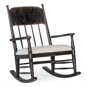 Americana Wood Rocking Chair with Beige Fabric Seat by Hooker Furniture