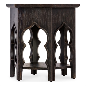 americana hexagon wood end table in black by hooker furniture