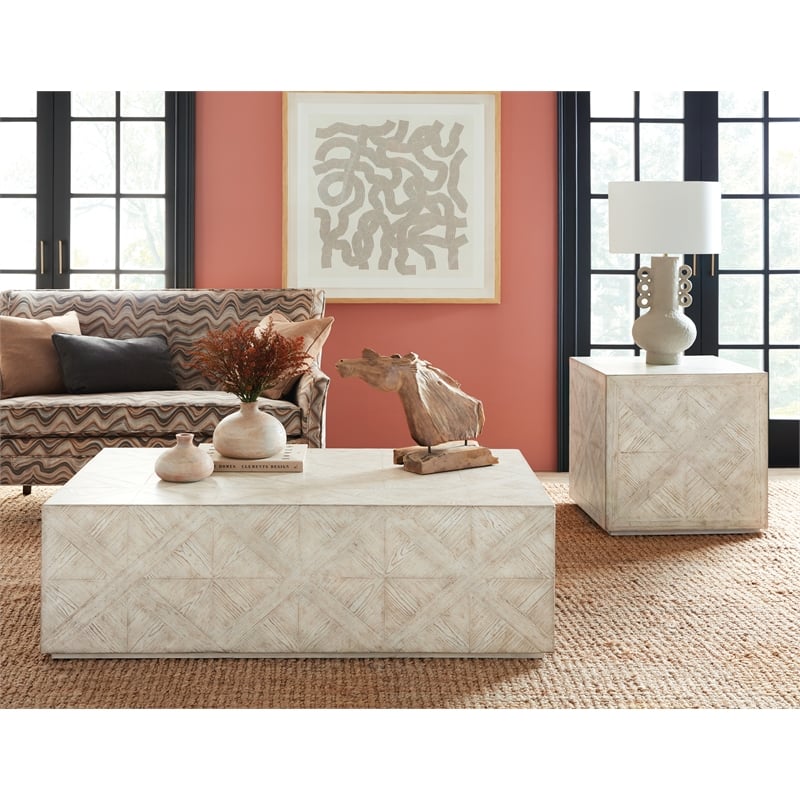 Commerce & Market Block Buster Wood End Table in Cream Finish
