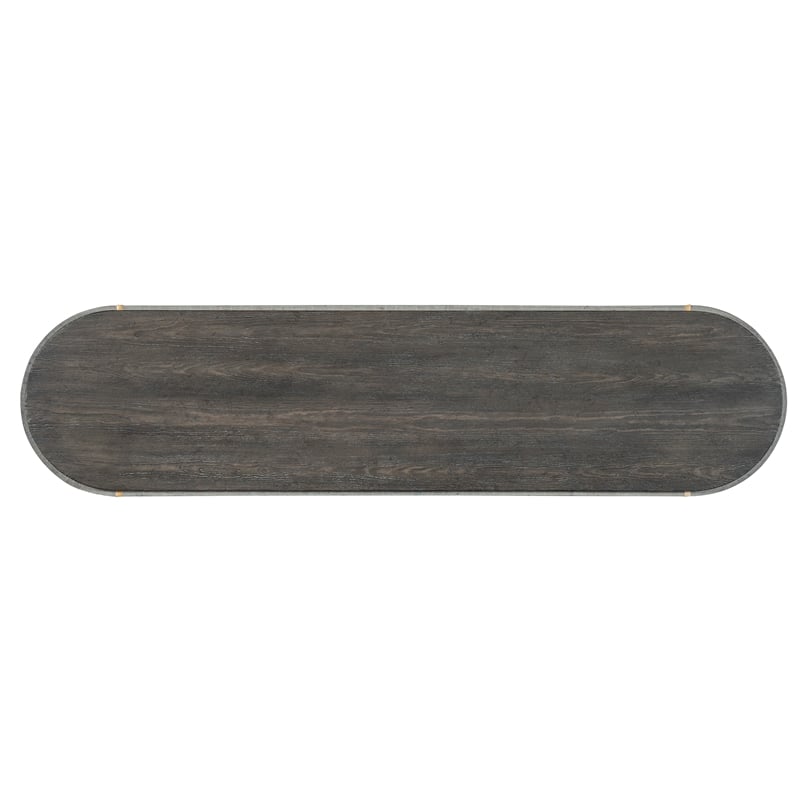 Melange Dylian Leather Wrapped Console Table in Gray Finish by Hooker Furniture