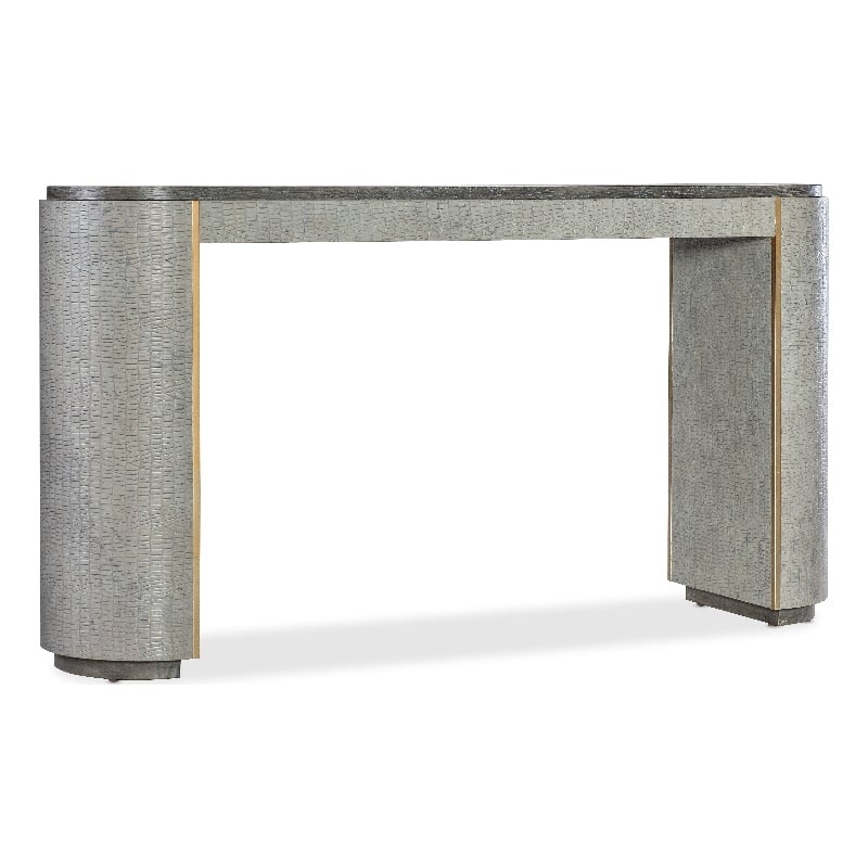 Melange Dylian Leather Wrapped Console Table in Gray Finish by Hooker Furniture