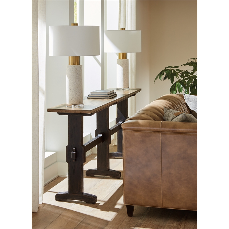 Americana Trestle Wood Console Table in Black by Hooker Furniture