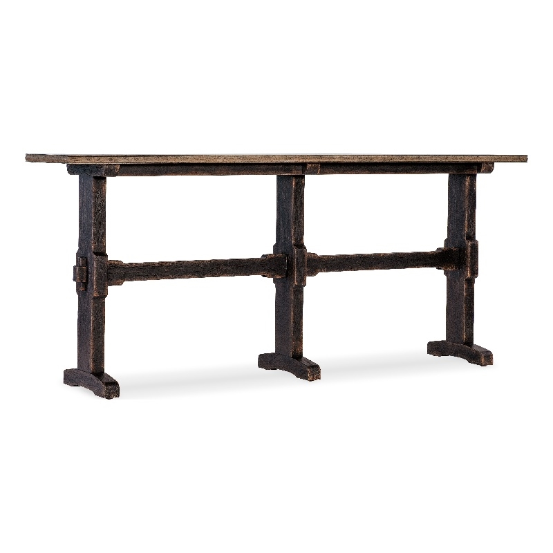 Americana Trestle Wood Console Table in Black by Hooker Furniture