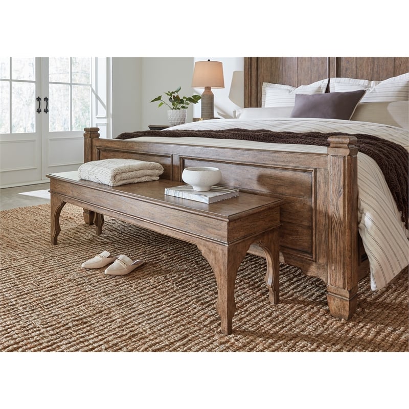 Americana Wood Bed Bench in Brown by Hooker Furniture