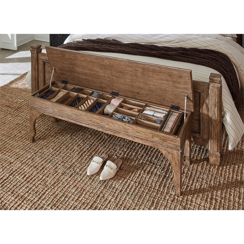 Americana Wood Bed Bench in Brown by Hooker Furniture