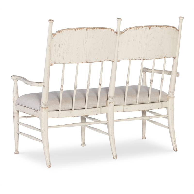 Americana Wood Dining Bench with Beige Fabric Seat by Hooker Furniture