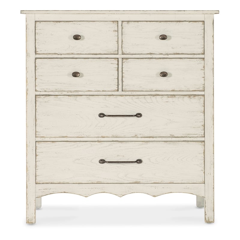 Hooker Furniture Americana 6-Drawers Chest in White Distressed Wood
