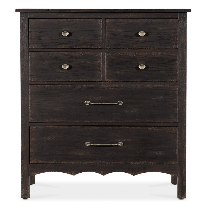 Hooker Furniture Americana 6-Drawers Chest in Black Distressed Wood