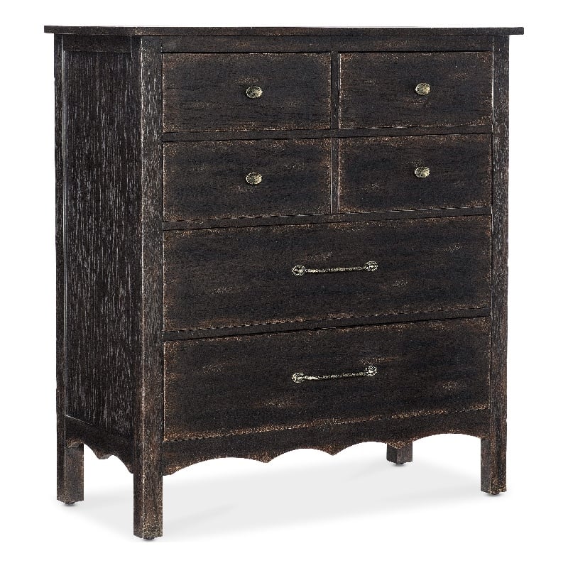 Hooker Furniture Americana 6-Drawers Chest in Black Distressed Wood