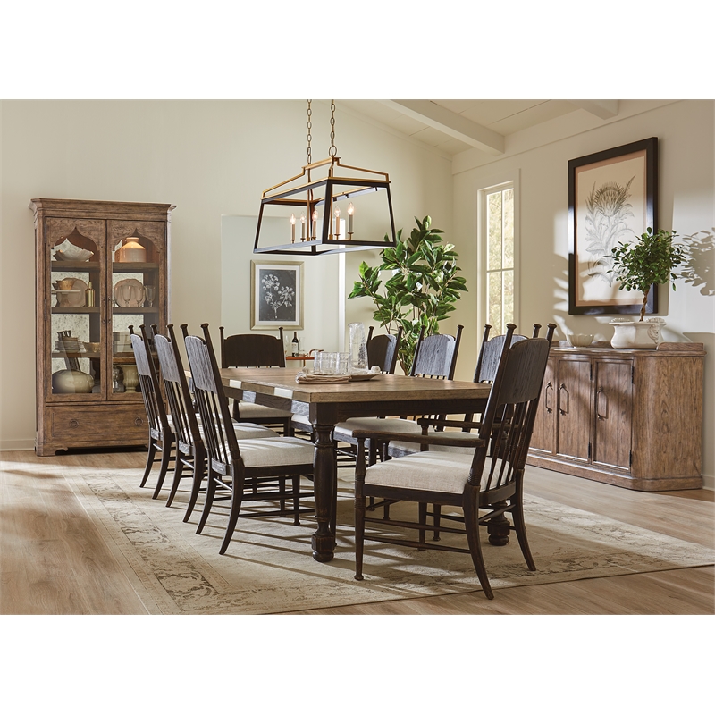 Americana Wood Leg Dining Table w/1-22in leaf in Black by Hooker Furniture