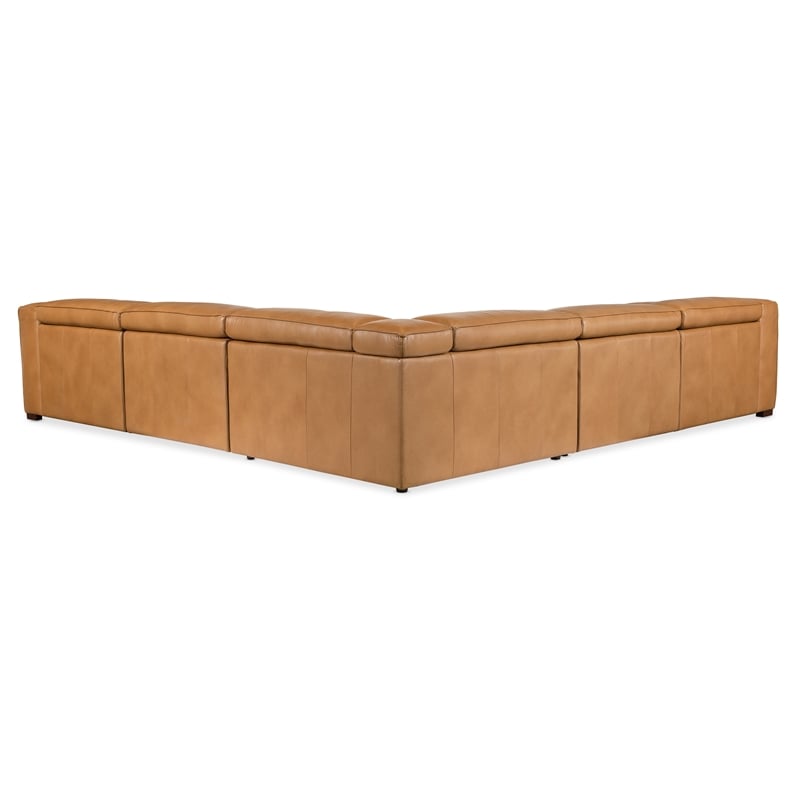 Fresco 5 Seat Leather Power Recline Sectional in Brown by Hooker Furniture