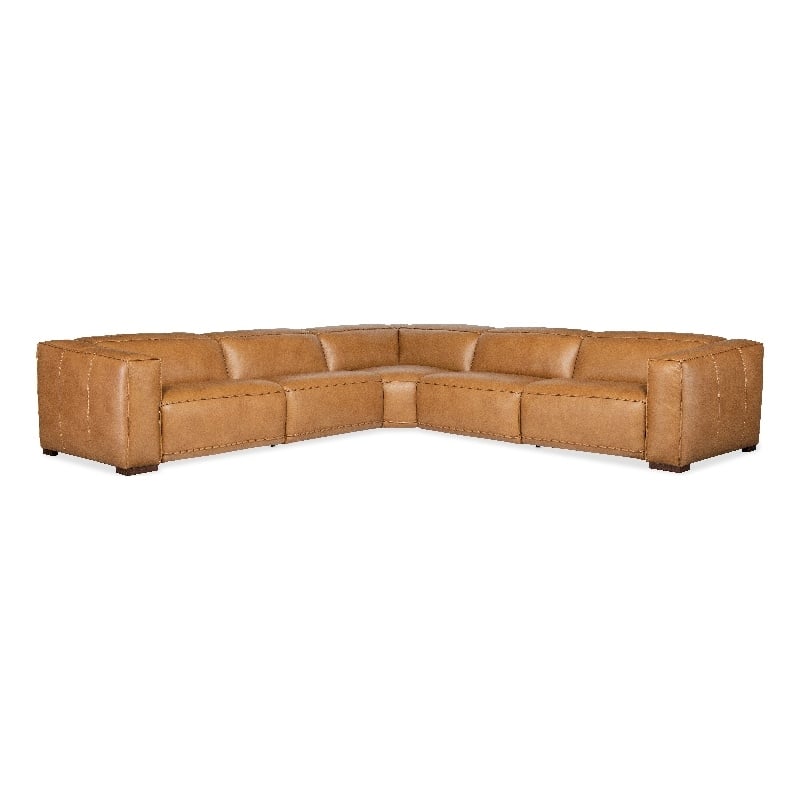 Fresco 5 Seat Leather Power Recline Sectional in Brown by Hooker Furniture