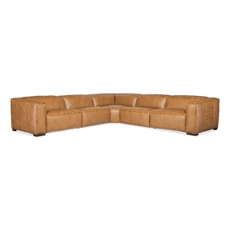 Fresco 5 Seat Leather Power Recline Sectional in Brown by Hooker Furniture