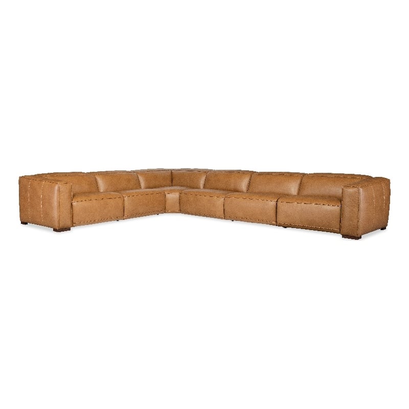 Fresco 6 Seat Leather Power Recline Sectional in Brown by Hooker Furniture