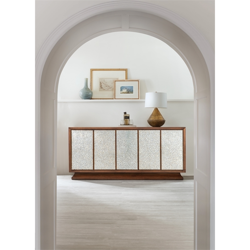 Melange Lloyds Leopard Entertainment Credenza in Brown Wood by Hooker Furniture