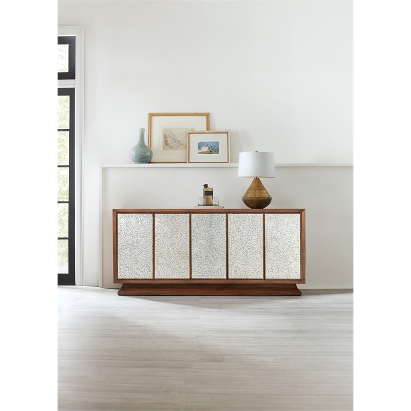 Melange Lloyds Leopard Entertainment Credenza in Brown Wood by Hooker Furniture