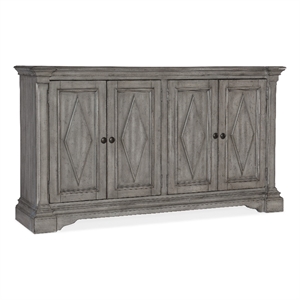 commerce & market four-door cabinet in gray wood by hooker furniture