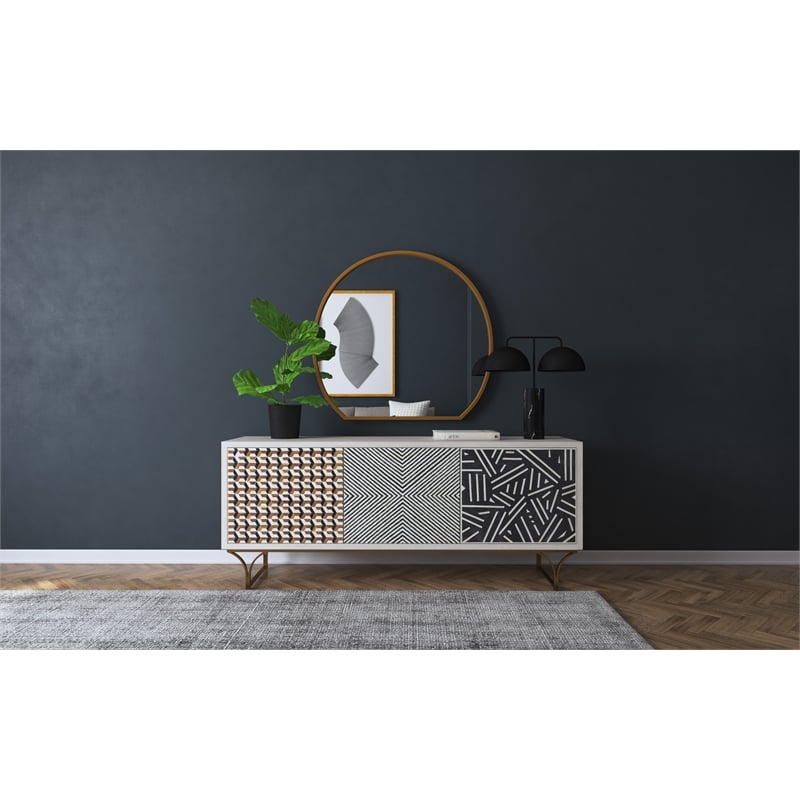 Commerce & Market Jaiden Three Door Credenza in White Wood by Hooker Furniture
