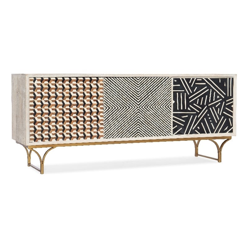 Commerce & Market Jaiden Three Door Credenza in White Wood by Hooker Furniture