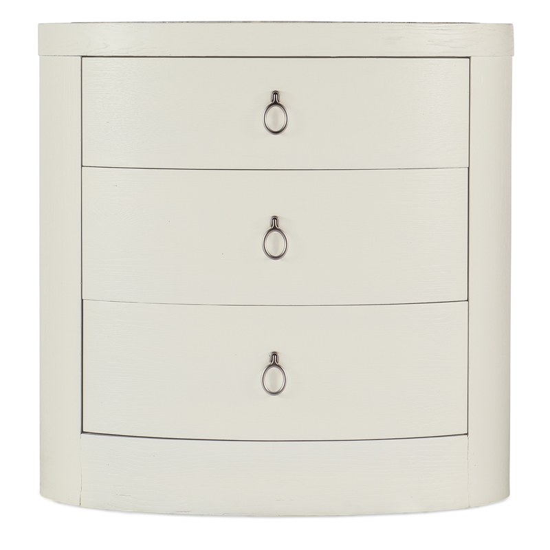 Serenity Wavecrest Oval Nightstand in White Wood by Hooker Furniture