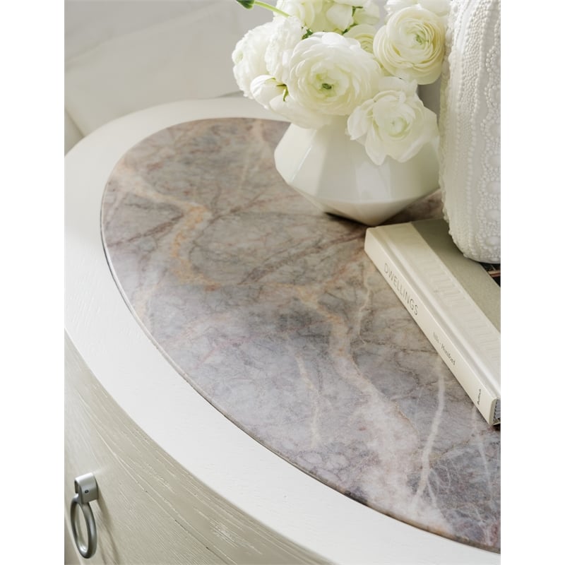 Serenity Wavecrest Oval Nightstand in White Wood by Hooker Furniture