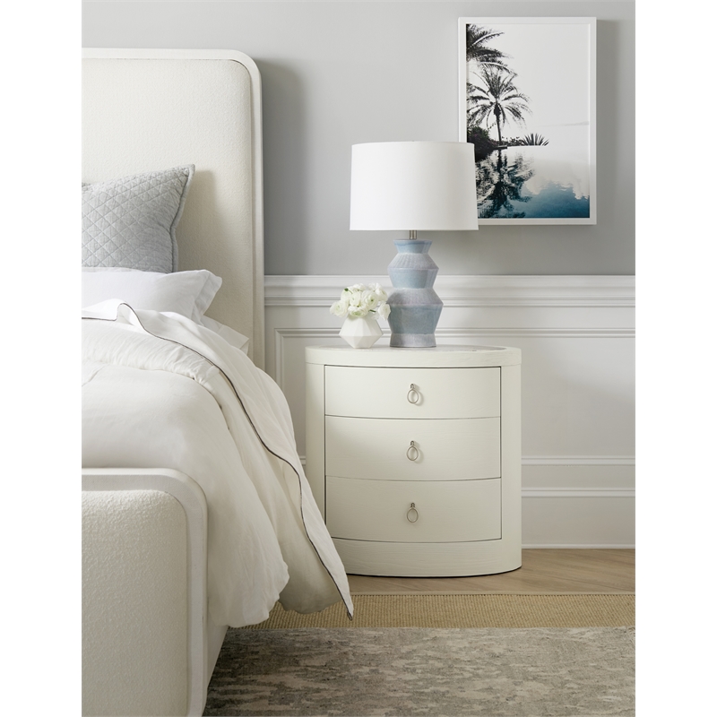 Serenity Wavecrest Oval Nightstand in White Wood by Hooker Furniture