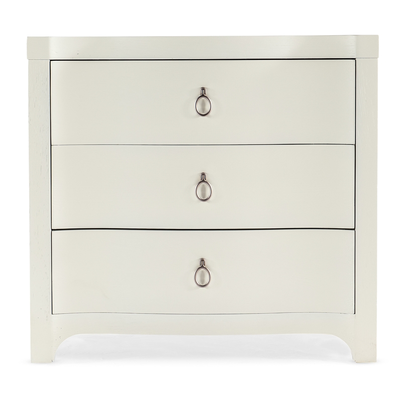 Serenity Antigua Three Drawer Nightstand in White Wood by Hooker Furniture