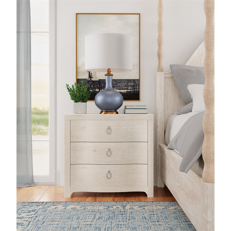 Serenity Antigua Three Drawer Nightstand in White Wood by Hooker Furniture