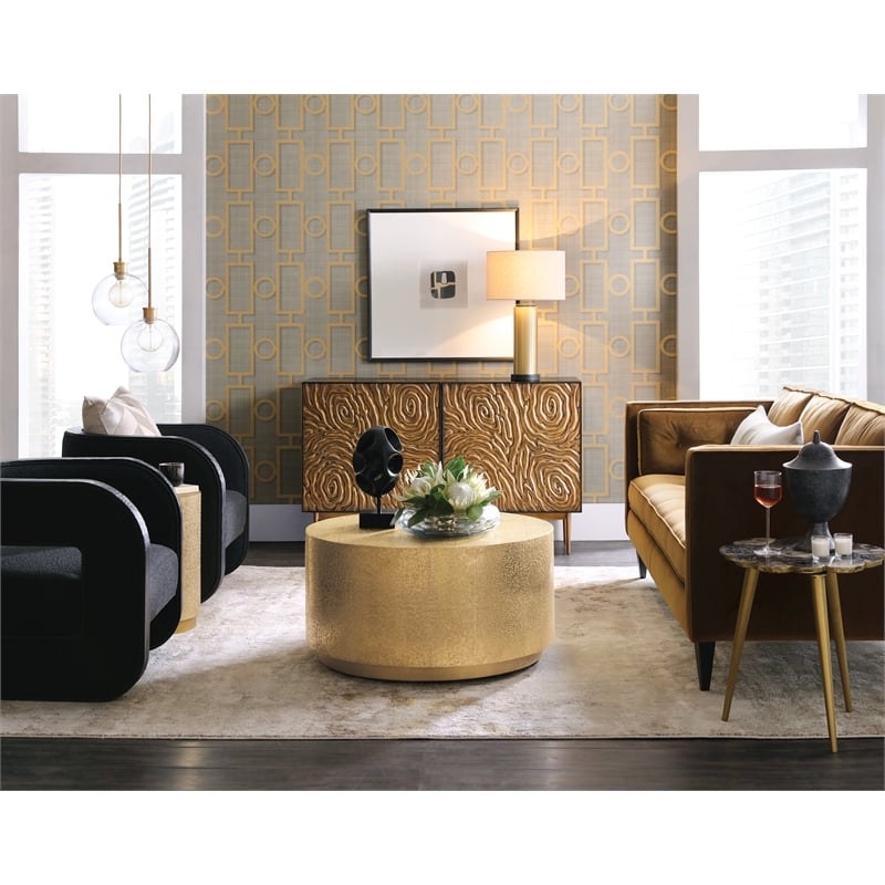 Melange Fingerprints Two Door Wood Credenza in Black by Hooker Furniture