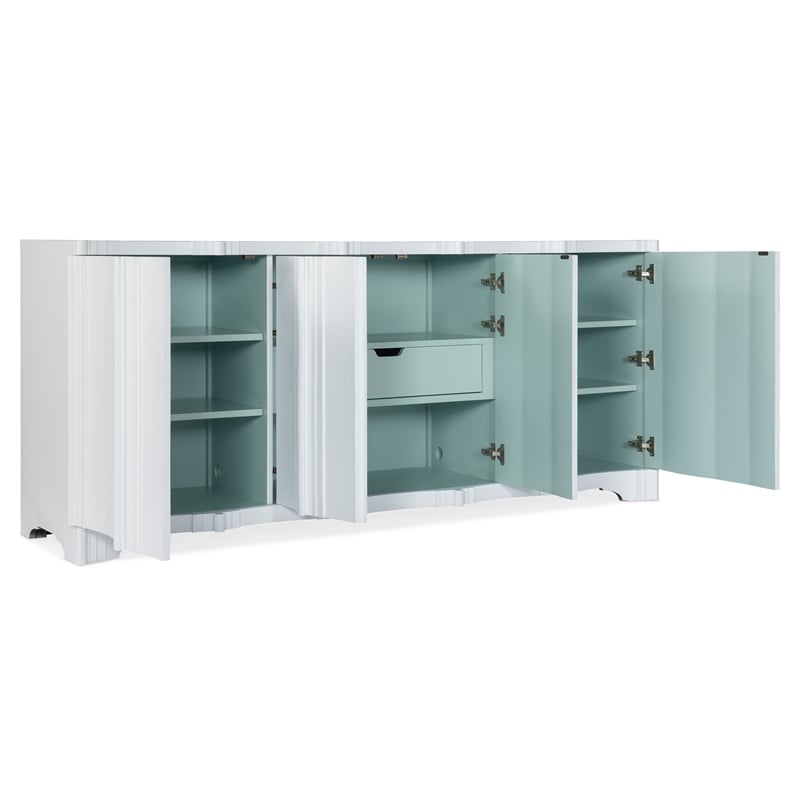 Melange Corinth Four Door Entertainment Console in White Wood by Hooker