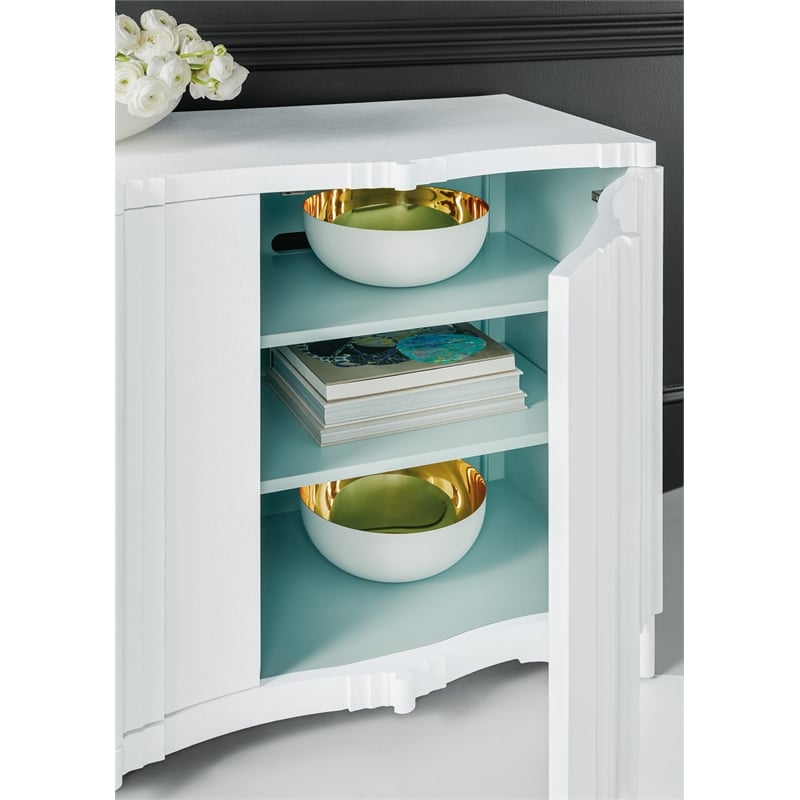 Melange Corinth Four Door Entertainment Console in White Wood by Hooker
