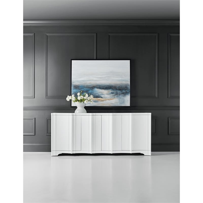 Melange Corinth Four Door Entertainment Console in White Wood by Hooker