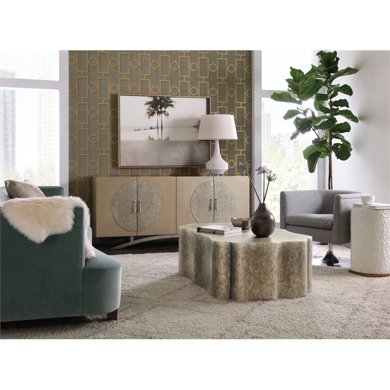 Melange Nolita Four Door Entertainment Console in Gold Wood by Hooker Furniture