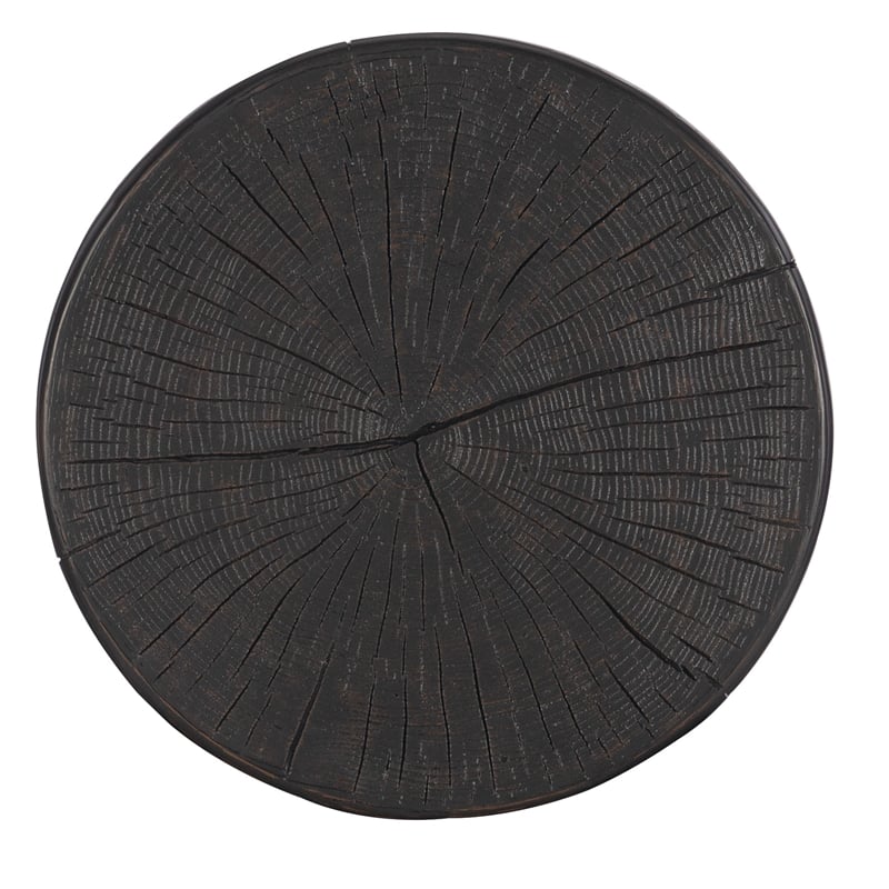 Commerce & Market Carved Resin Stump Side Table in Black by Hooker Furniture