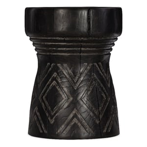 Commerce & Market Carved Resin Stump Side Table in Black by Hooker Furniture