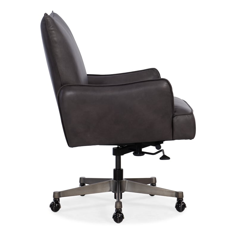 Quinn Executive Swivel Tilt Chair in Gray Leather by Hooker Furniture
