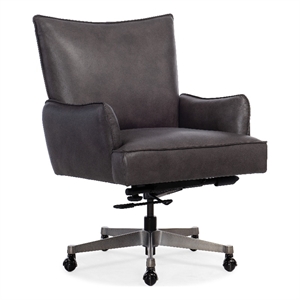 Quinn Executive Swivel Tilt Chair in Gray Leather by Hooker Furniture