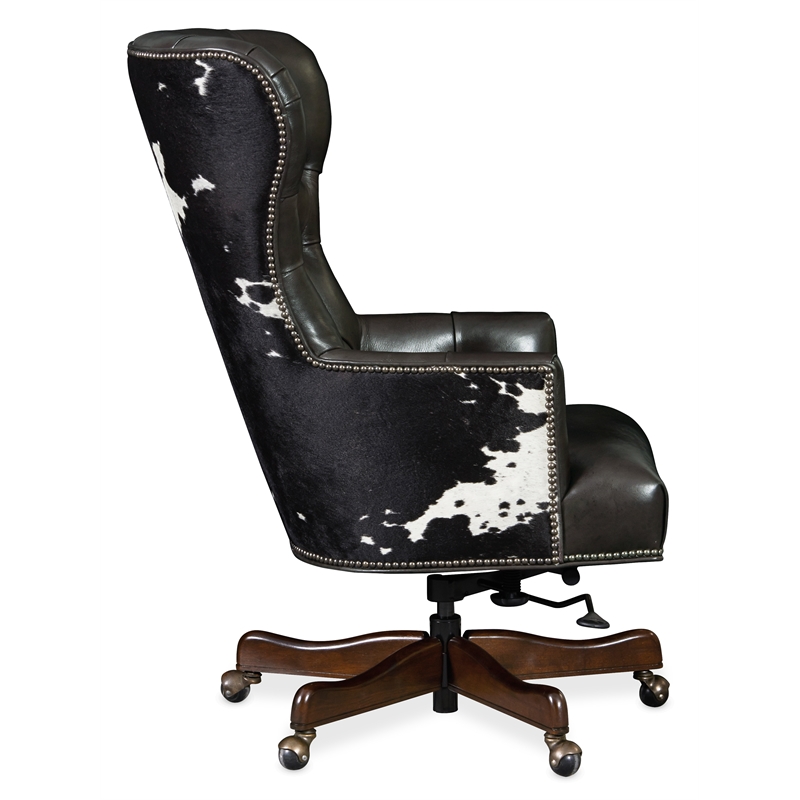 Katherine Executive Swivel Tilt Chair with Black & White HOH in Brown Leather