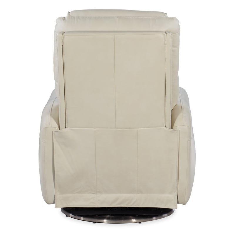 Steffen Swivel Power Recliner with Power Headrest in Beige Leather by Hooker