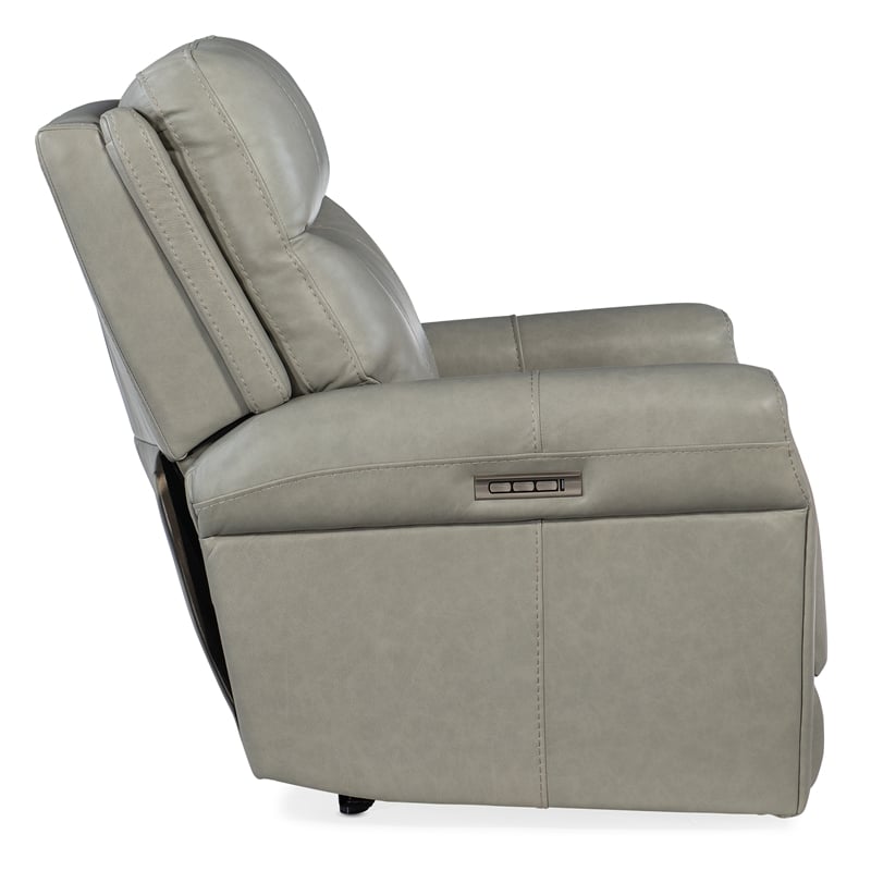 Carroll Power Recliner with Power Headrest & Lumbar in Gray Leather by Hooker