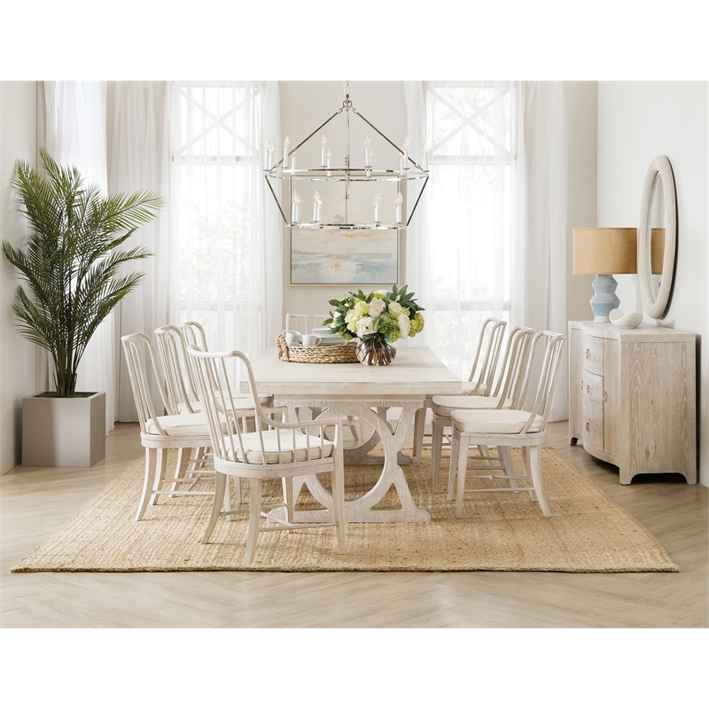 Serenity Topsail Rectangle Dining Table with 2-18in Leaves in White Wood