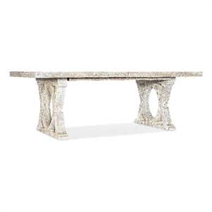 Serenity Topsail Rectangle Dining Table with 2-18in Leaves in White Wood
