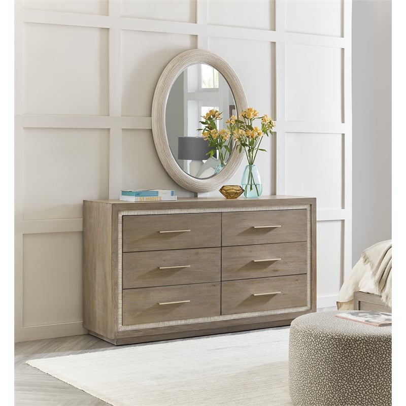 Serenity Amelia Oval Mirror in Gray Wood by Hooker Furniture