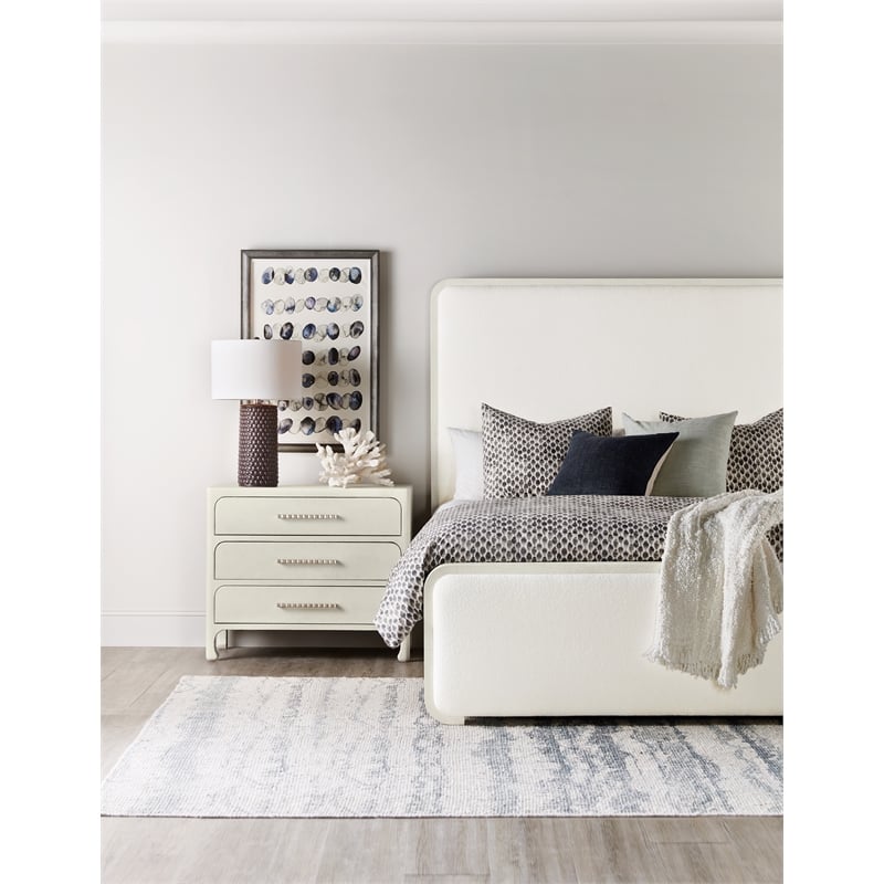 Hooker Furniture Serenity Ashore Cal King Upholstered Panel Bed in White Wood