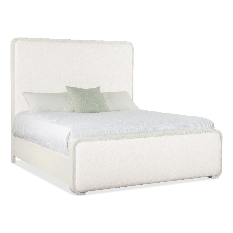 Hooker Furniture Serenity Ashore King Upholstered Panel Bed in White Wood