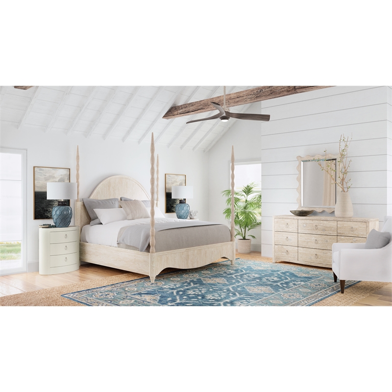 Hooker Furniture Serenity Jetty Cal King Poster Bed in White Wood