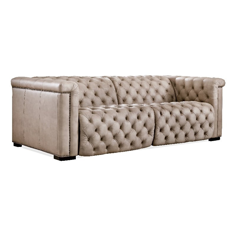 Savion 2 over 2 Sofa with Power Recline & Power Headrest in Beige Leather