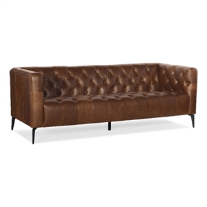 Nicolla Stationary Sofa in Brown Leather by Hooker Furniture